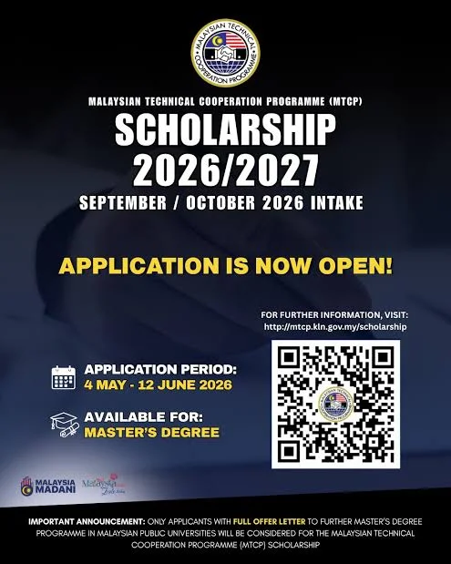 2026 MTCP Scholarship by the Malaysian Government for International Students