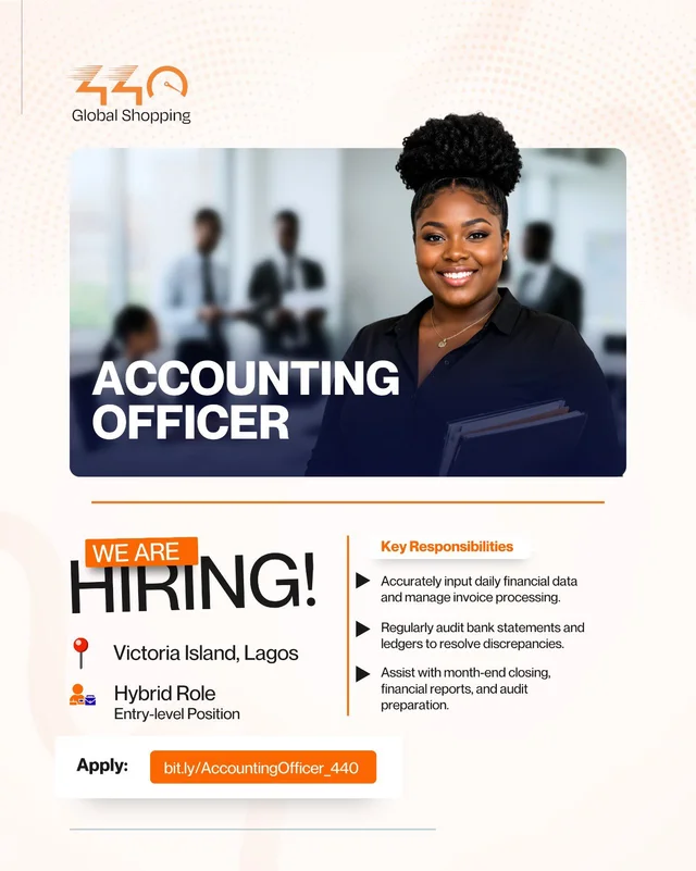 Account Officer Needed at 440 Global Shopping