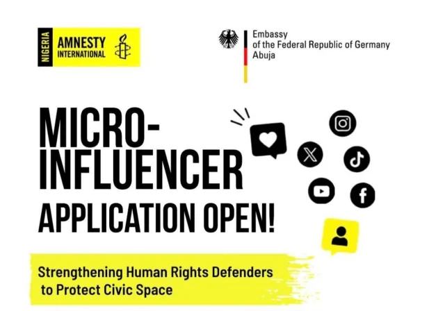 Amnesty International Nigeria Opens Applications for Micro-Influencer Cohort 2026