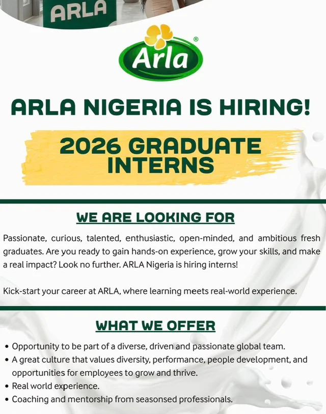 Arla Nigeria Graduate Internship Program 2026