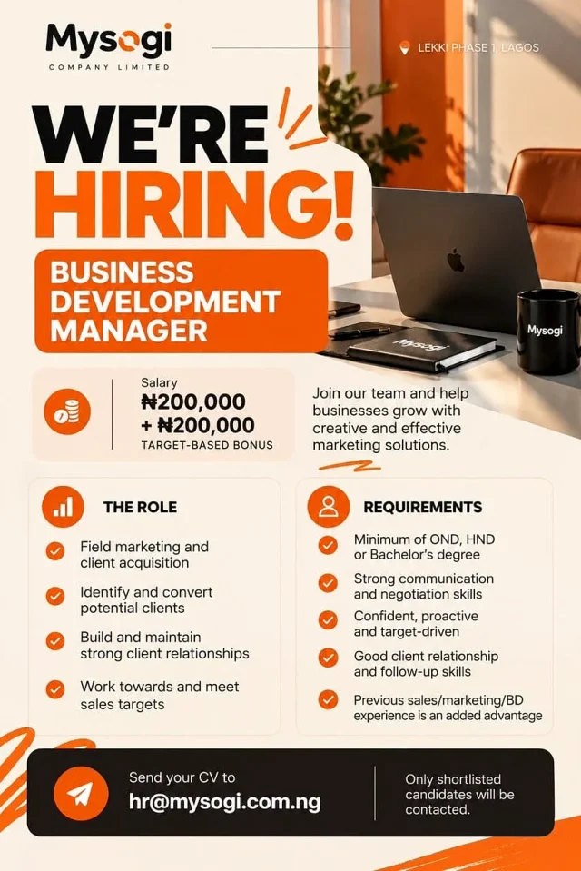 Business Development Manager Needed at Mysogi Company Limited