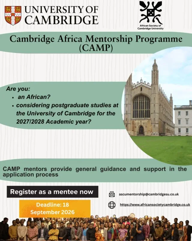 Cambridge Africa Mentorship Programme (CAMP) 2026 | Free Mentorship for African Applicants