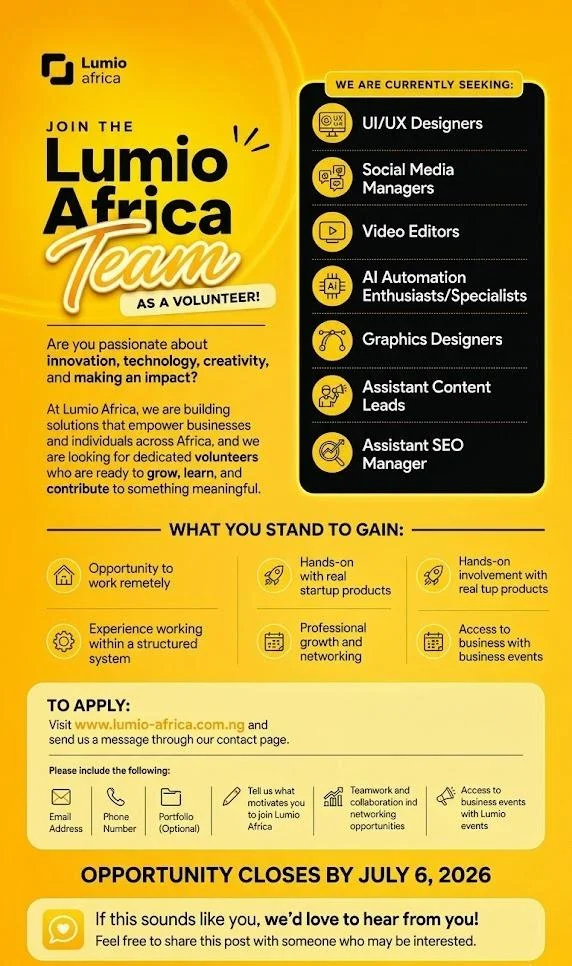 Career Opportunities at Lumio Africa