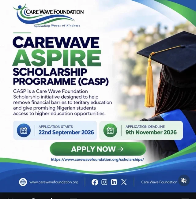 Carewave Aspire Scholarship Programme (CASP) For Nigerians | ₦500,000 Annual Award