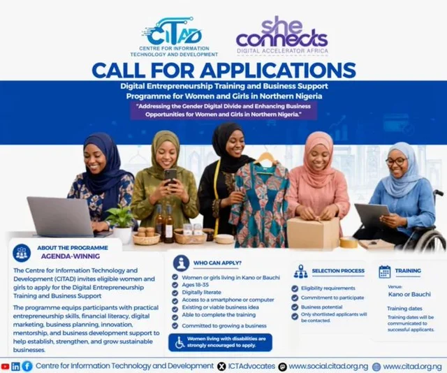CITAD Free Digital Entrepreneurship Training and Business Support Programme 2026 for Women