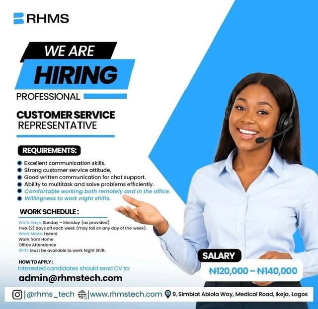 Customer Service Representative Needed at RHMS Technologies