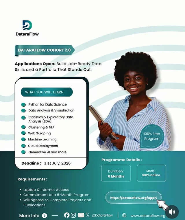 DataraFlow Cohort 2.0: Free 6-Month Tech Internship Program 2026