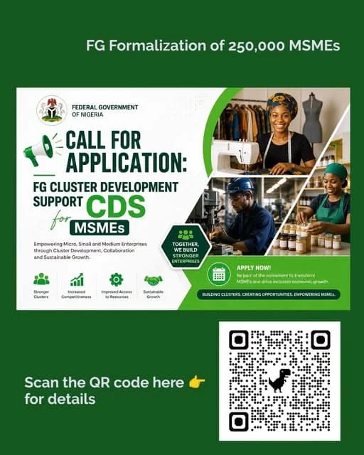 Federal Government SMEDAN Cluster Development Support Programme (CDS) for MSMEs