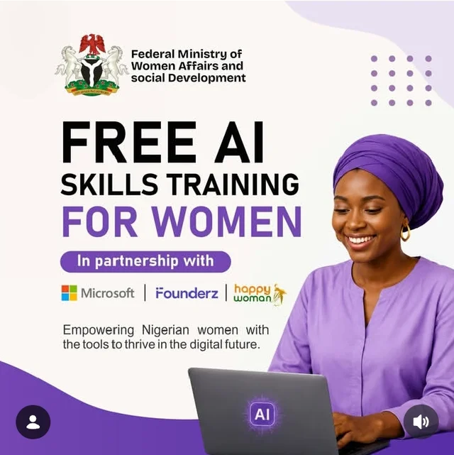 Federal Ministry of Women Affairs Free AI Skill Training 2026 in Partnership with Microsoft and Founders