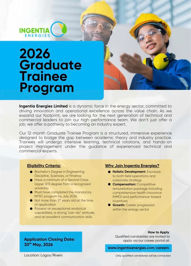 Ingentia Energies Graduate Trainee Program 2026