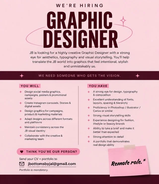 JB is Hiring for Multiple Remote Creative Roles