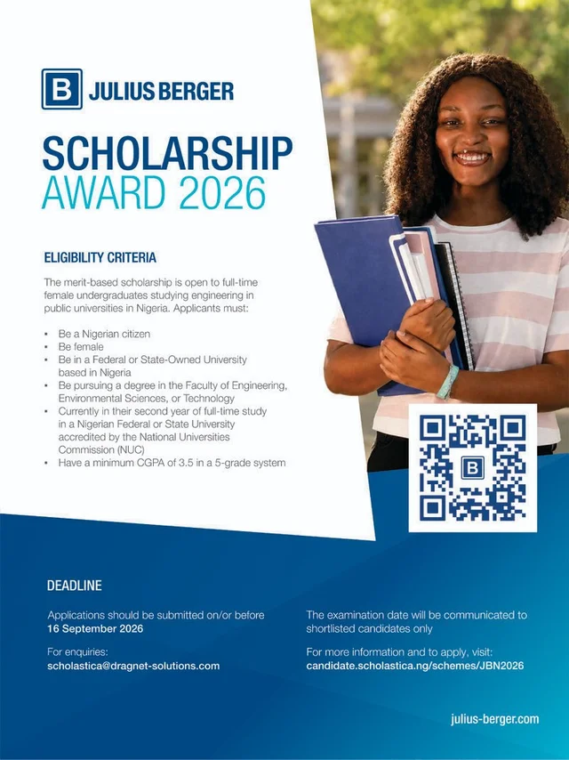 Julius Berger Nigeria Scholarship Award 2026