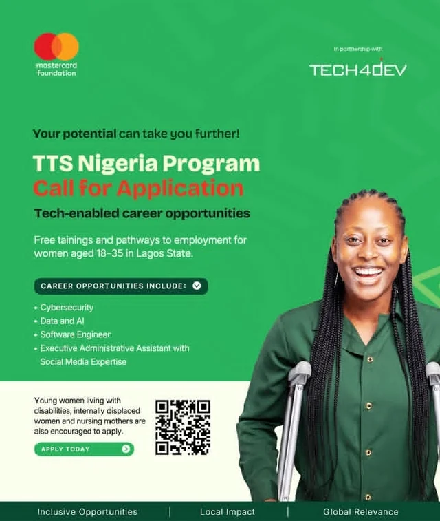 Mastercard Foundation x Tech4Dev Free Tech Training & Employment Pathways for Women