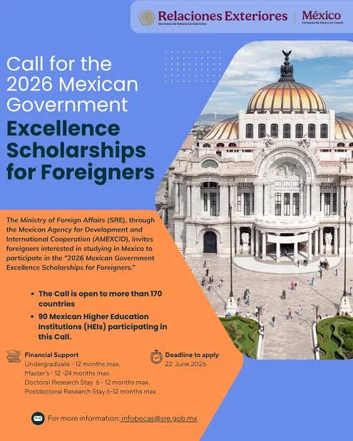 Mexican Government Excellence Scholarships 2026 for Foreigners