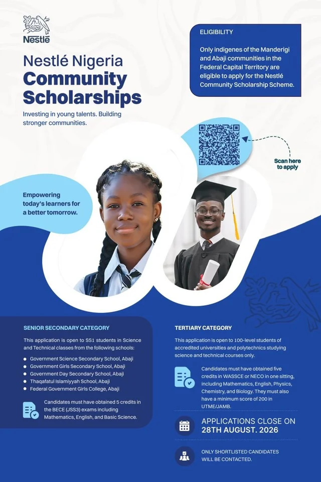 Nestlé Nigeria Community Scholarship Programme 2026/2027