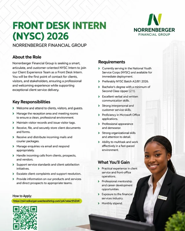 Norrenberger Financial Group Front Desk Intern 2026