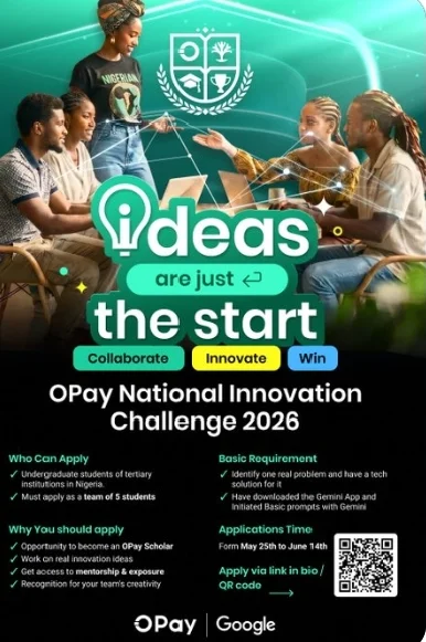 OPay | Google National Innovation Challenge and Bootcamp 2026 for Nigerian Students