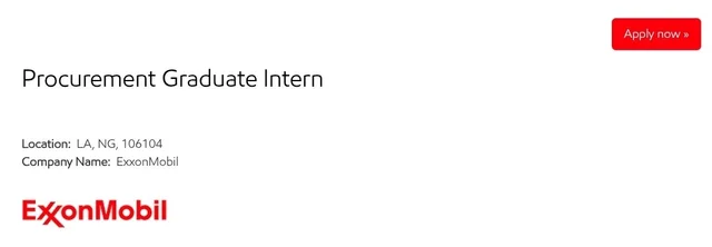 Procurement Graduate Intern at ExxonMobil