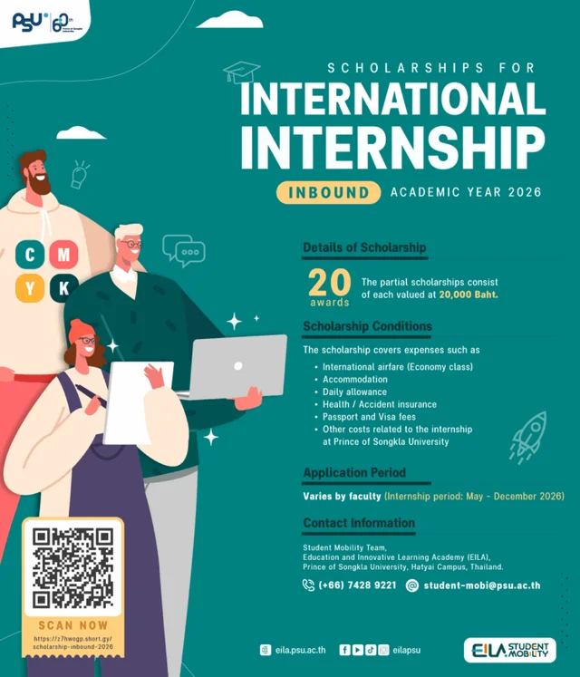 PSU International Internship Inbound Scholarship Program 2026 in Thailand