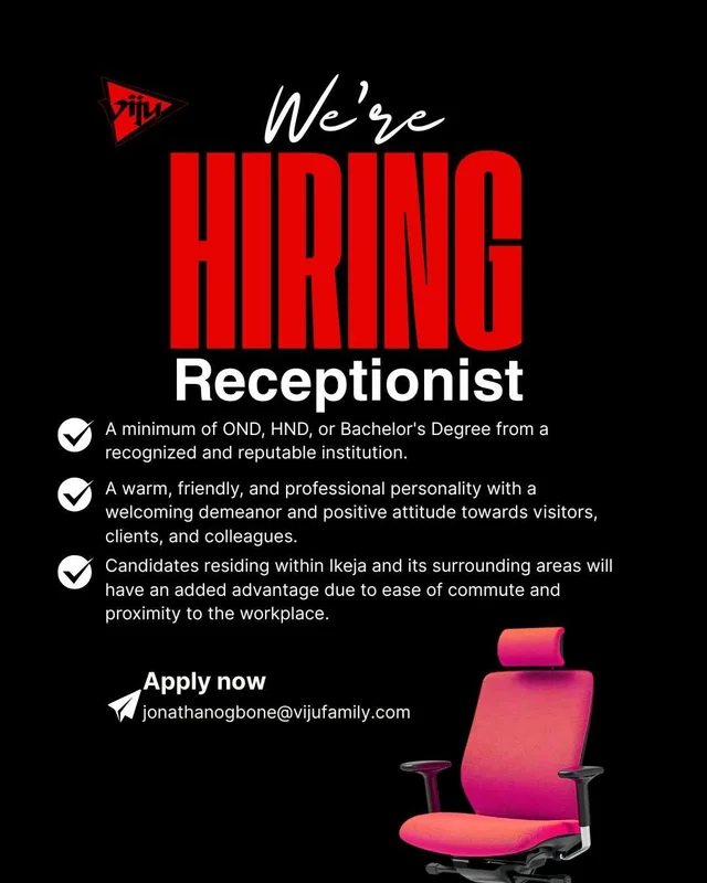 Receptionist at Viju Industries Nigeria Limited