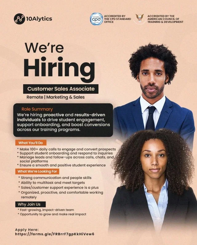 Remote Customer Sales Associate Needed at 10Alytics
