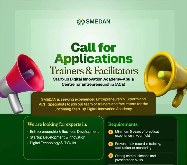 Apply Now: SMEDAN Trainers & Facilitators Opportunity Across Nigeria