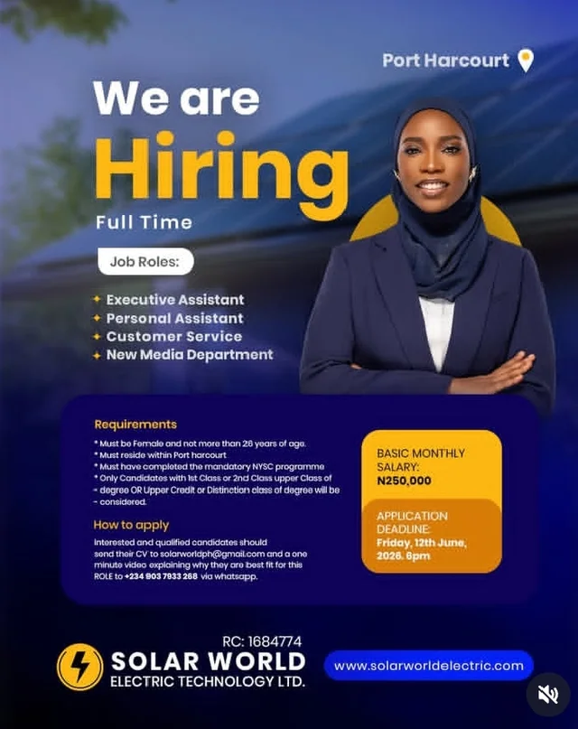 Solar World Electric Technology Limited Recruitment 2026