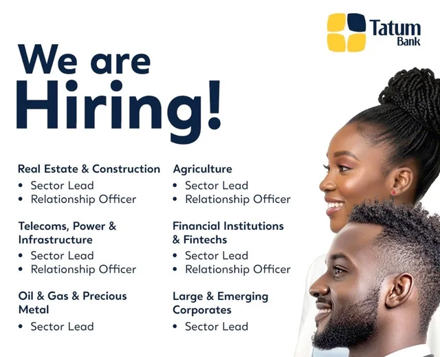 Tatum Bank Corporate Banking Recruitment 2026 | Apply Now