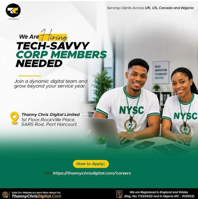 Tech-Savvy NYSC Corp Member Needed at Thanny Chris Digital