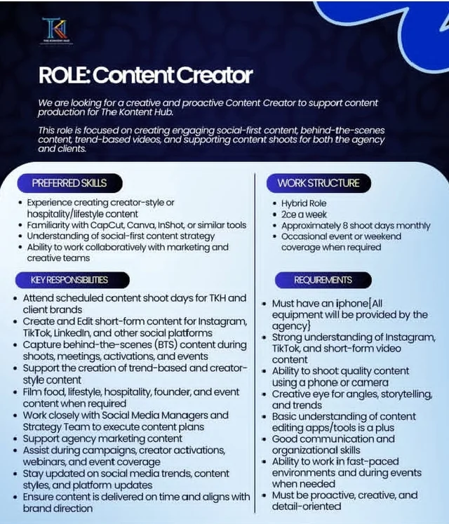The Kontent Hub is Hiring for Content Creators