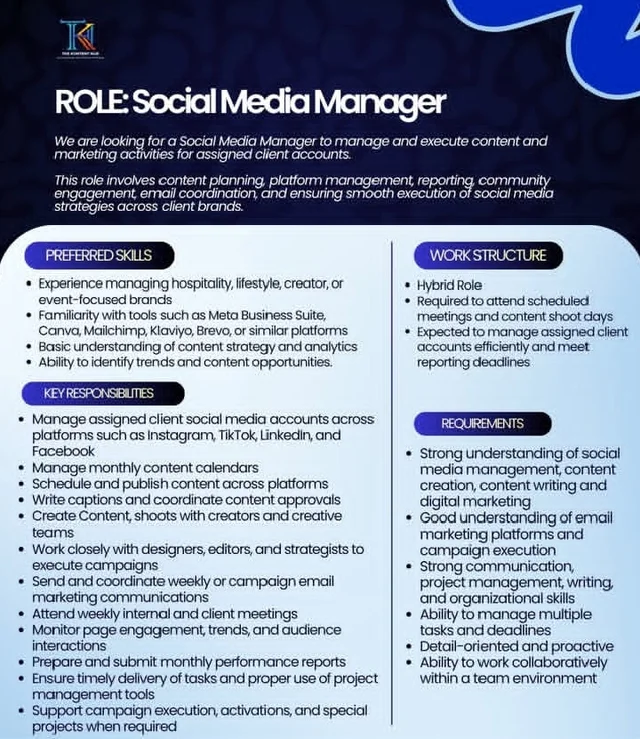 The Kontent Hub is Hiring for Social Media Manager