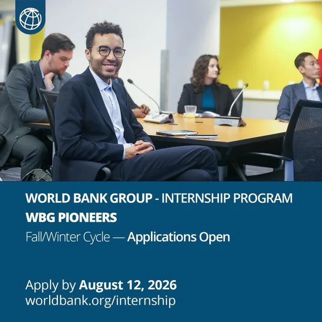 World Bank Group Pioneers Internship Program 2026 – Fall/Winter Cycle