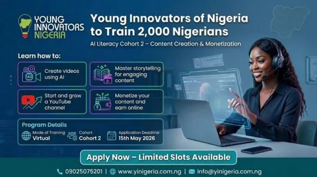 Young Innovators of Nigeria (YIN) Free Artificial Intelligence Training Programme 2026 for 2,000 Nigerian Youths
